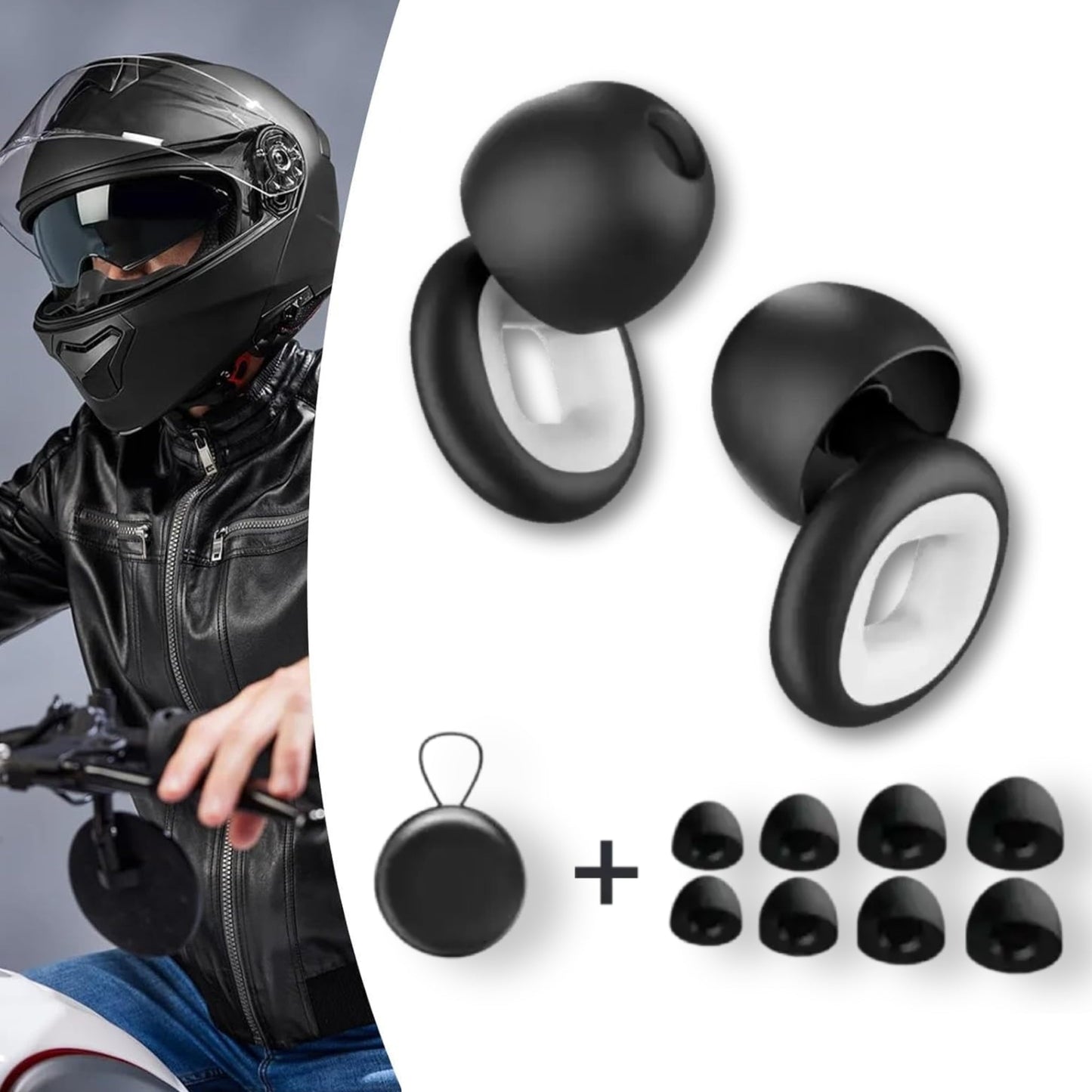 RidersPro© – Čepki za ušesa (1 par) – Pozabite na hrup vetra in brnenje med vožnjo